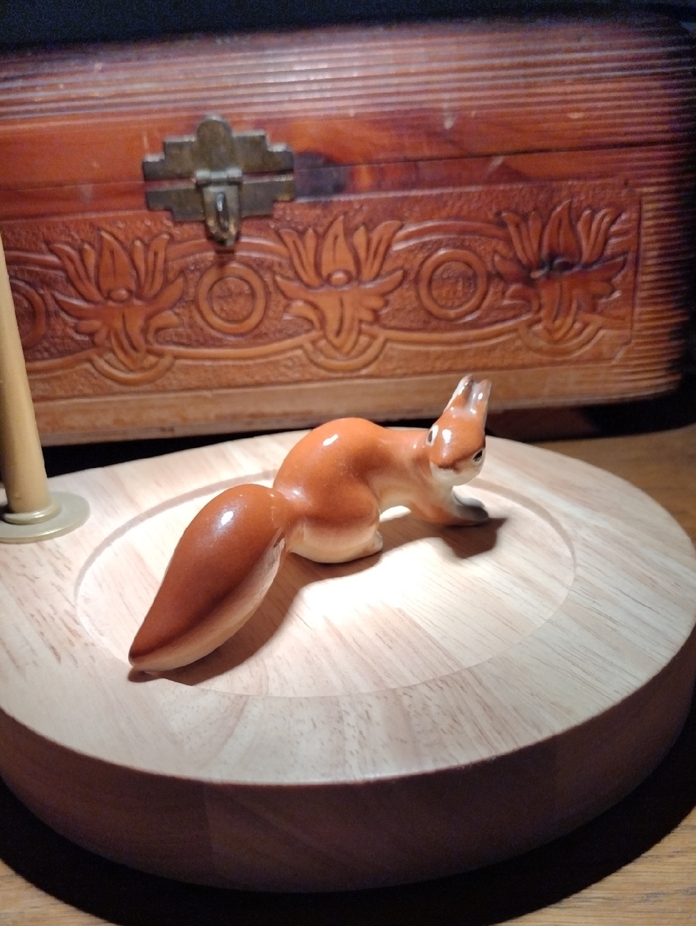 Vintage Russian Source Unknown Brown and Cream Ceramic Squirrel Figurine USSR